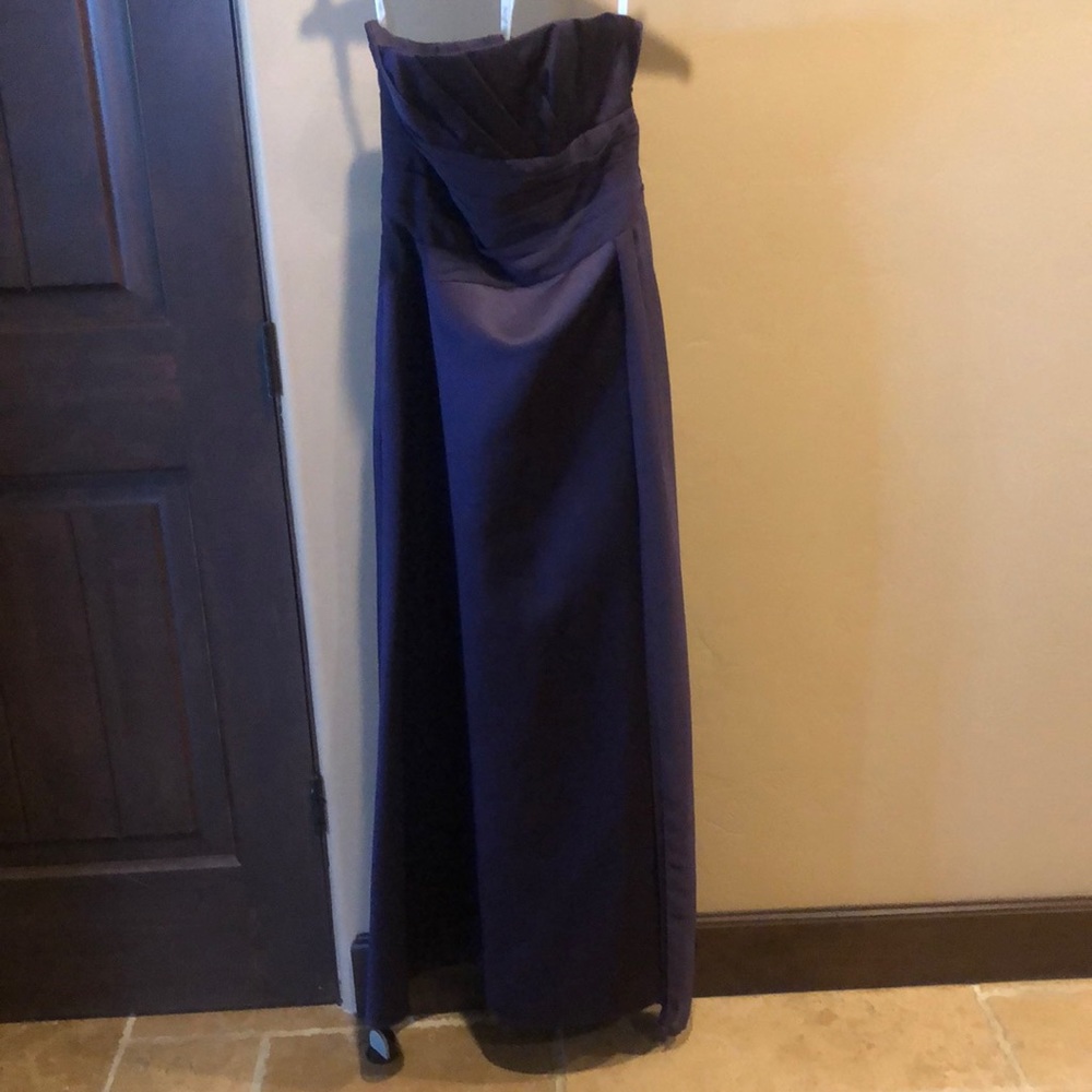 Beautiful purple satin-like dress chiffon sash, just dry cleaned no stains